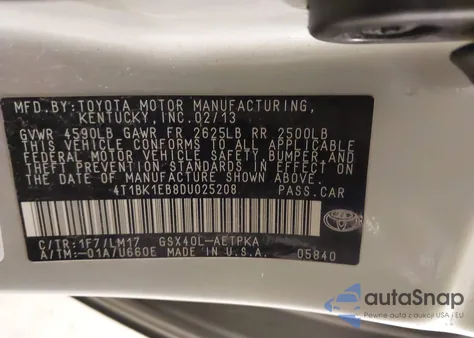 2013 Toyota Avalon Limited из США, поврежденный, VIN 4T1BK1EB8DU025208